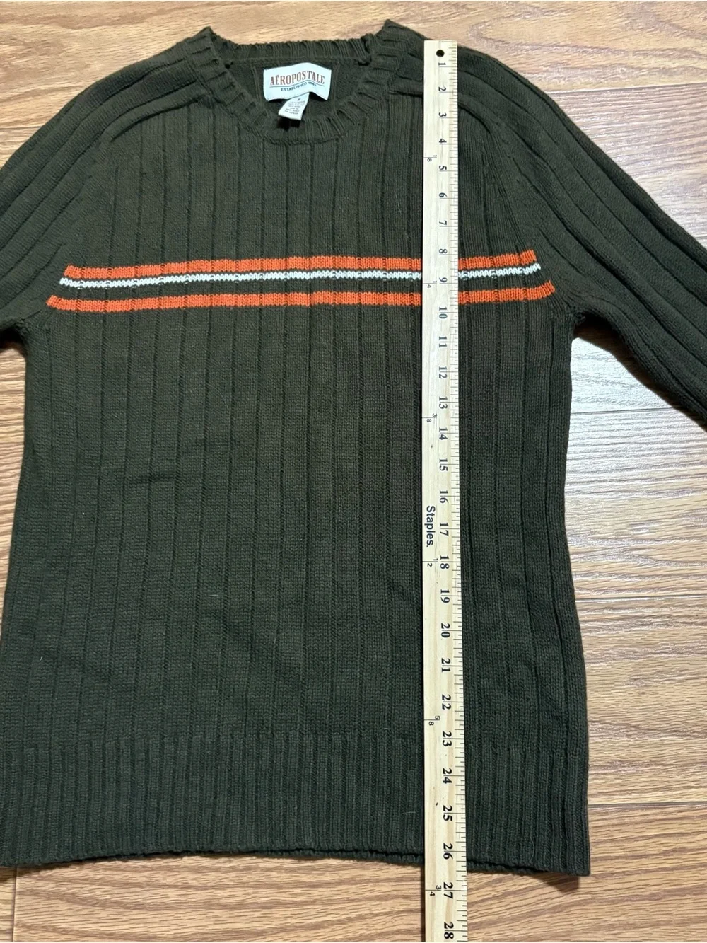Vintage Y2K 2000s Aeropostale Green Knit Heavyweight Sweater Crewneck Men’s  S